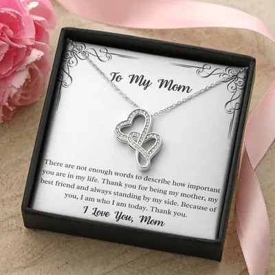 To My Mom -  Double Hearts Necklace