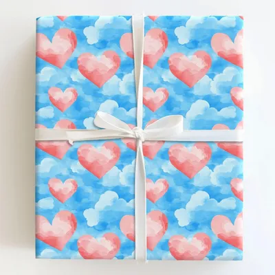 Hearts in the Sky - Gift Wrap for Christmas, Holidays Wrapping Paper, Christmas Wrapping Paper