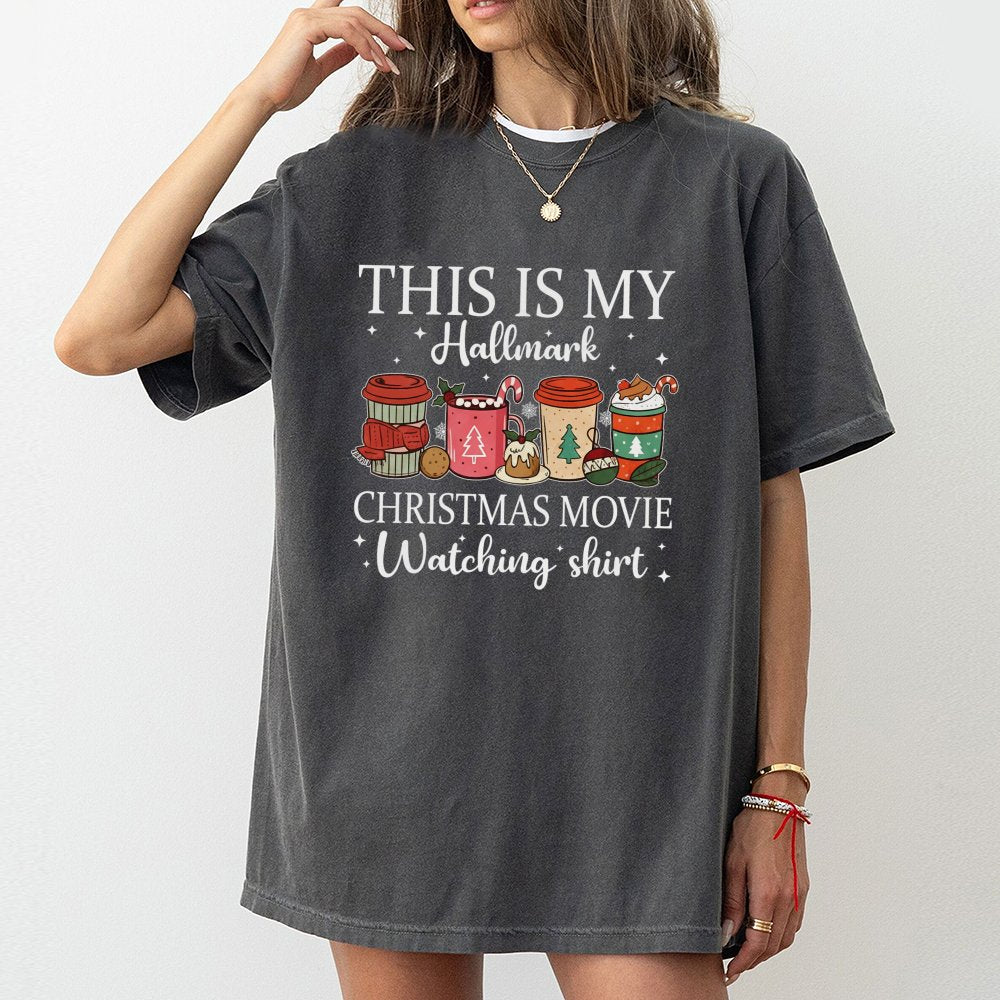 Hallmark Merch Christmas Movie Watching This Is My Hallmark T-Shirt Red T-Shirt ...