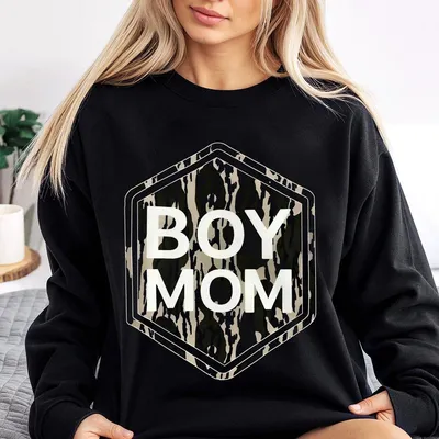 Retro Bottomland Boy Mom Oldschool Camo Pattern Unisex Sweatshirt Vintage Camo Mama Sweatshirt Full Sizes Full Colors Classic
