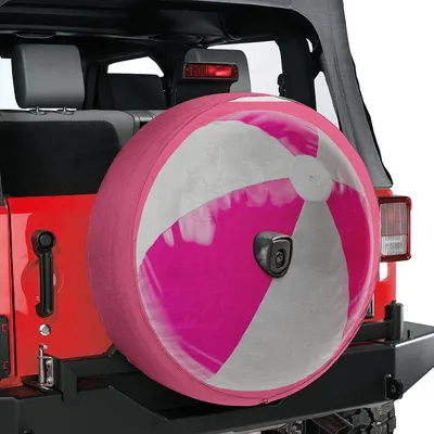 Spare Tire Blue & White Beach Ball Cover With Backup Camera Hole Option For Wranglers, Broncos Tire Sizes Available Full Color Print Spare Tire Cover