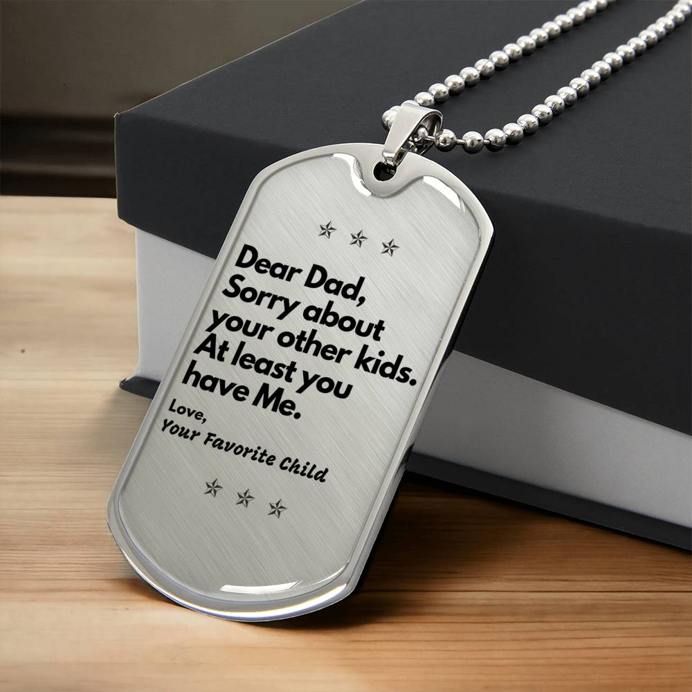 Dear Dad - Dog Tag - Army Tag Necklace, Dog Tag