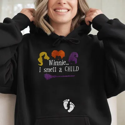 Winnie I Smell A Child Halloween Pregnancy Hoodie Hoodie Hoodie Aeur Funny Hocus Pocus Inspired Maternity Hoodie Wit