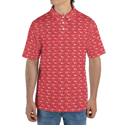 Men'S Royal Blue Polo Polo Shirt, All-Over Small Dot Pattern, Subtle Texture Design