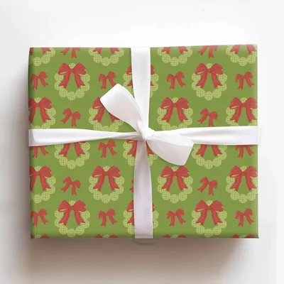 Pickleball Holly Ring - Gift Wrap for Christmas, Holidays Wrapping Paper, Christmas Wrapping Paper