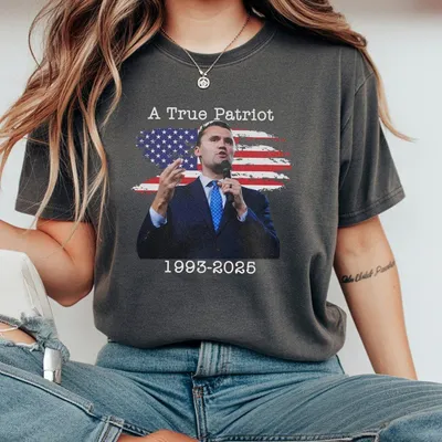 Charlie Kirk T-Shirt True Patriot 1993 2025 Rip Memorial American Flag T-Shirt  With Digital Print Graphic Design