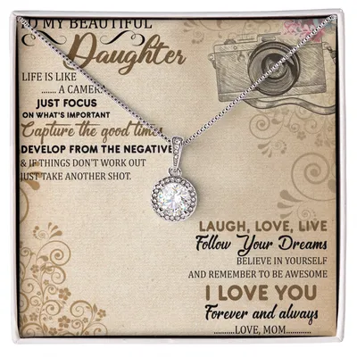To My Beautiful Daughter Dragonfly Necklace Message Card, Mom Daughter Necklace, Daughter Birthday Gift, Daughter Graduation Gift, Love Pendant Necklace, From Mom, Mom And Daughter Gift, Valentine's, Mother's Day