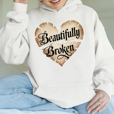 Women S Casual Hoodie With Beautiful Broken Heart Print Hoodie Perfect For Daily Wear Back To School Outfits