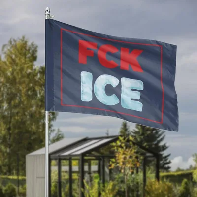 F Ice Anti-Immigration Enforcement Garden Flag, Political Resistance Slogan Yard Decor, Ice Cube Letters Statement Gift Flag Horizontal Garden Flag