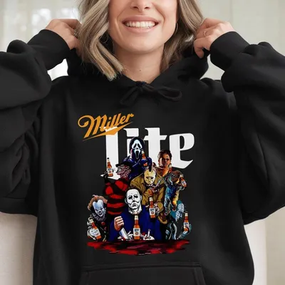 Miler Lite Horror Characters Halloween Hoodie, Horror Movie Hoodie, Miler Lite Hoodie, Halloween Hoodie, Unisex Classic Hoodie