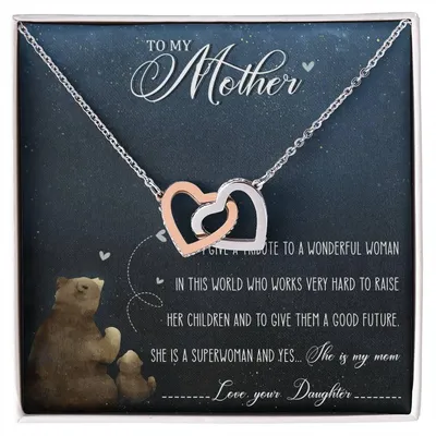 Mother Interlocking Hearts Necklace Message Card