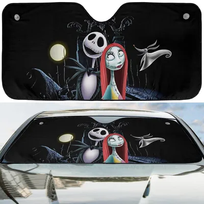 Nightmare Before Xmas Jack & Sally Simply Meant To Be Car Windshield Sun Shade Car Sunshade