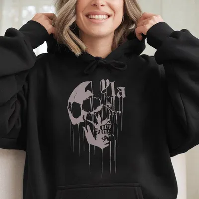 Youngla Skull Graphic Hoodie Unisex Soft Hoodie Daily Wear Perfect For Dark Alternative Fashion Styles