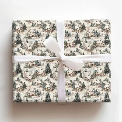 Shelby Cottage - Gift Wrap for Christmas, Holidays Wrapping Paper, Christmas Wrapping Paper