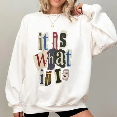 Back It Is What It Is Sweatshirt Regular Fit Casual Sweatshirt Graphic Sweatshirt Menswear For Daily Streetwear Summer Casual