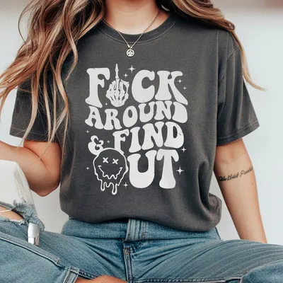Badass F+Ck Around And Find Out T-Shirt Retro Punk Inspired Skull And Bone Design For Spooky Season And Rebellious