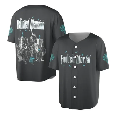 Haunted Mansion Baseball Jerse, Foolish Mortal Disney Baseball Jersey, Ghost Bride Attraction, Halloween Theme Park Gift, Us