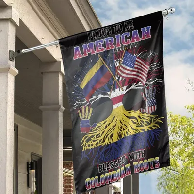 Proud American Colombian Root U.S, , House Flag Decoration Vertical House Flag