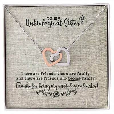 Unbiological Sister Necklace Interlocking Hearts Necklace