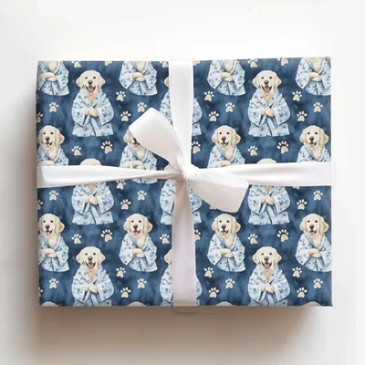 Spa Day with the White Goldens - Gift Wrap for Christmas, Holidays Wrapping Paper, Christmas Wrapping Paper