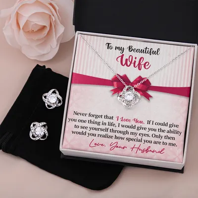To My Beautiful Wife - Love Knot Earring & Necklace Set