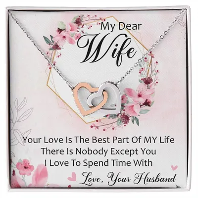 My Dear Wife Interlocking Hearts Necklace Message Card