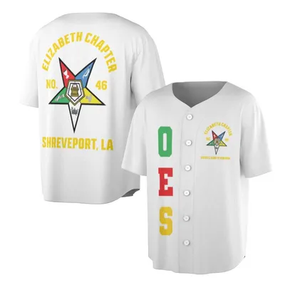 Order Of The Eastern Star Elizabeth Chapter 46 Jersey, Oes Masonic Apparel, Shreveport La Sister Baseball Jersey, White Oes Outfit