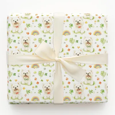 Rainbows with the Westies - Gift Wrap for Christmas, Holidays Wrapping Paper, Christmas Wrapping Paper