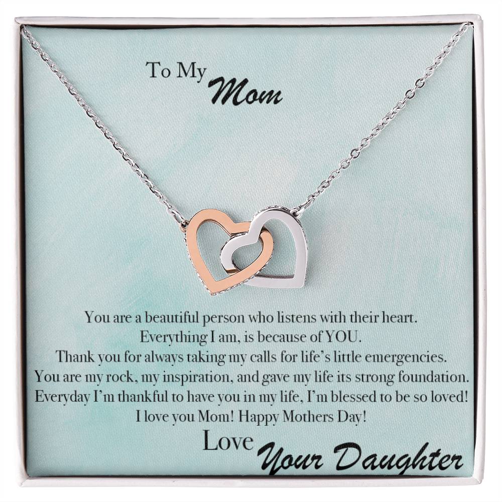 Mother'S Day Listen With Your Heart - Interlocking Hearts Necklace