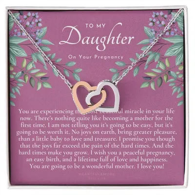 Pregnancy Gift For Daughter Baby Shower Gift Mom To Be Gift Expecting Mom Gift Pregnant Daughter Gift From Mom Interlocking Hearts Necklace