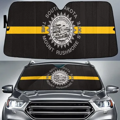 South Dakota State Subdued Flag Thin Yellow Line Printed Car Sun Shades Cover Auto Windshield PrintSyde