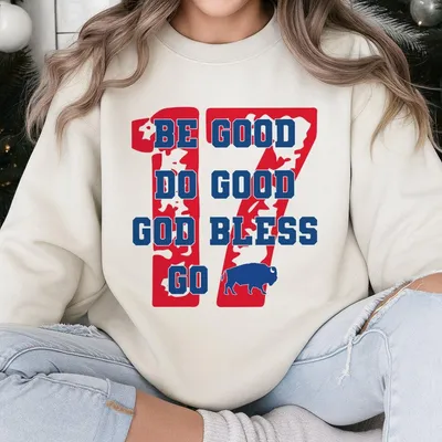 Vintage Buffalo Football Sweatshirt 17 Be Good Do Good God Bless Go Bills Game Day Fan Gift Trending Casual Top With Graphic