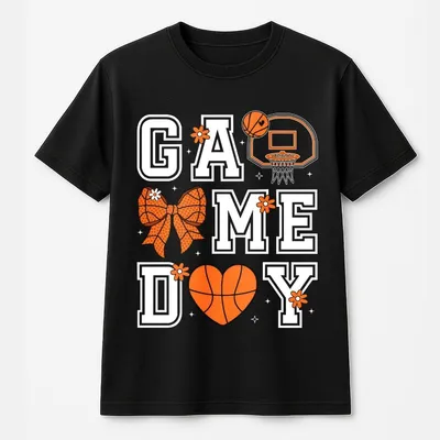Basketball Game Day Coquette Bow T-Shirt ,Basketball Mama,Basketball Mom T-Shirt