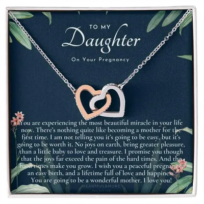 Pregnancy Gift For Daughter Baby Shower Gift Mom To Be Gift Expecting Mom Gift Pregnant Daughter Gift From Mom Interlocking Hearts Necklace