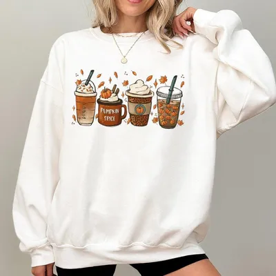 Pumpkin Spice Sweatshirt Fall Coffee Drinks Cozy Autumn Funny Pumpkin Season Sweatshirt Thanksgiving