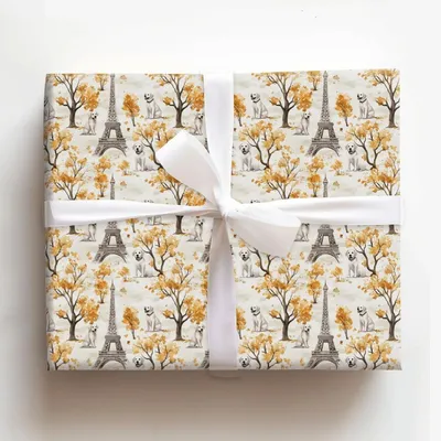 Paris with the White Labs - Gift Wrap for Christmas, Holidays Wrapping Paper, Christmas Wrapping Paper