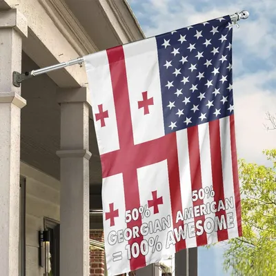 American Half Georgian Flag Georgian, , House Flag Dercoration Vertical House Flag