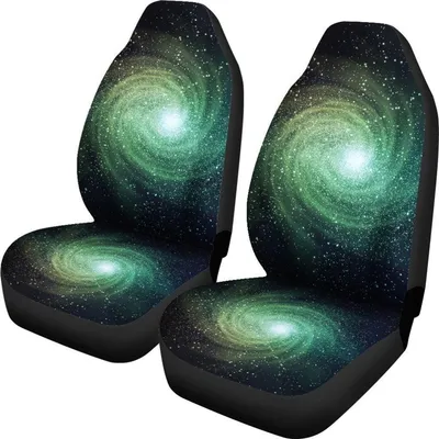 Bright Green Spiral Galaxy Space Print Universal Fit Car Seat Covers