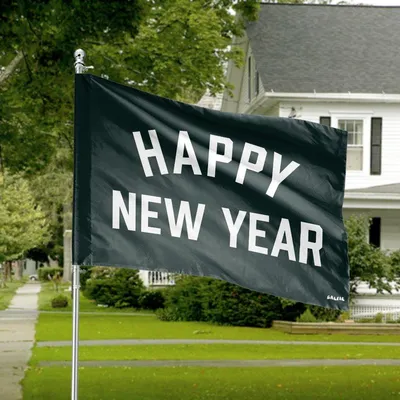 Happy New Year Horizontal House Flag, Festive Outdoor Decor, Holiday Celebration Banner, Winter Yard Decoration Horizontal House Flag