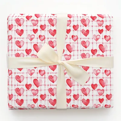 Heartfelt Gingham - Gift Wrap for Christmas, Holidays Wrapping Paper, Christmas Wrapping Paper