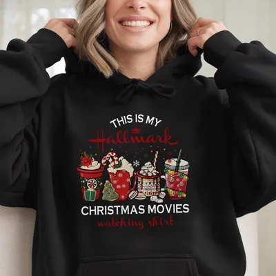 Hallmark Christmas Movies Hoodie, Cozy Holiday Graphic, Unisex Top For Movie Nights, Usa Made Apparel