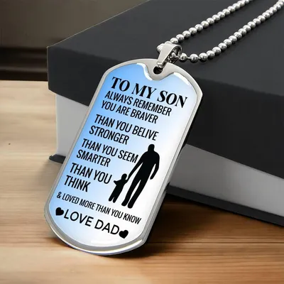 Dog Tag Pendant With Military Ball Chain,Gift For Son. Love Your Dad! - Army Tag Necklace, Dog Tag
