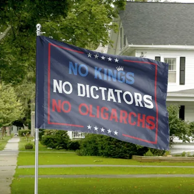 No Kings No Dictators No Oligarchs Anti Trump Fdt Foxtrot Delta Tango Flag Horizontal House Flag