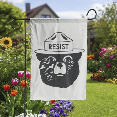 Vertical Garden - Resist Bear Garden Flag, Protect Our National Parks Yard Banner, I Stand With Federal Employees, Resist Fascism Vertical Garden Flag