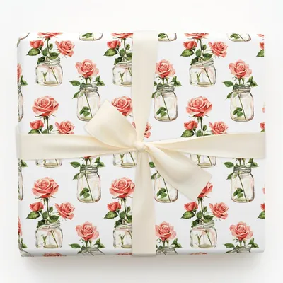 Rosy Celebrations - Gift Wrap for Christmas, Holidays Wrapping Paper, Christmas Wrapping Paper