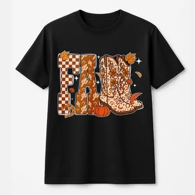 Cowboy Checkered Fall T-Shirt, Fall Pumpkin T-Shirt, Howdy Fall T-Shirt, Autumn Cowboy Boots Cow T-Shirt, Western Halloween Ghost