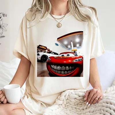 Mcqueen Cars Grillz Graphic T-Shirt Funny Movie T-Shirt Vintage Y2k T-Shirt Gift For Men Women Racing Hip Hop T-Shirt Meme Apparel