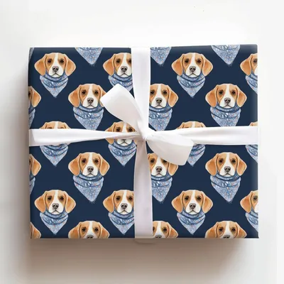 Bundle Up with the Beagle - Gift Wrap for Christmas, Holidays Wrapping Paper, Christmas Wrapping Paper