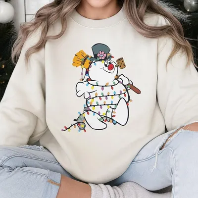Women S Snowman Christmas Graphic Sweatshirt Round Neck Casual Orange Sweatshirt With Festive Holiday Design Soft Pol