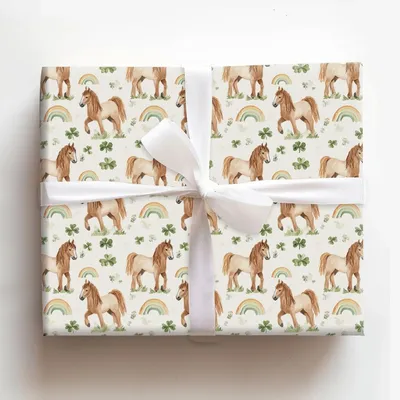 Rainbows with the Shetland Pony - Gift Wrap for Christmas, Holidays Wrapping Paper, Christmas Wrapping Paper